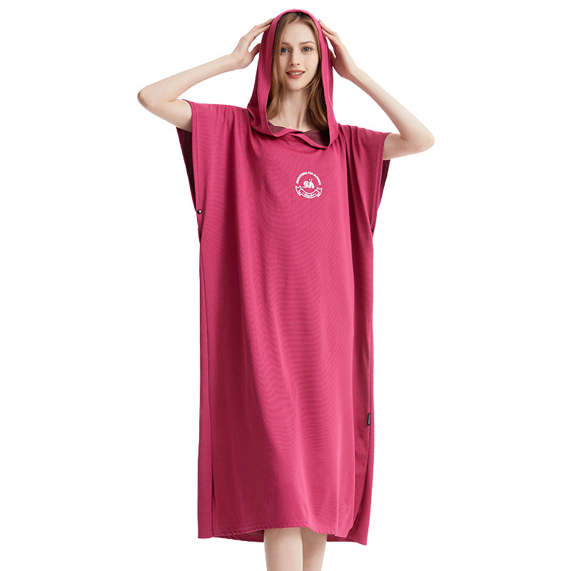 Unisex Change Robes Poncho Quick-dry Hooded Towel Sweat-absorbent